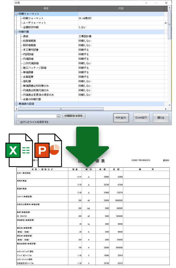 多彩な形式で出力（PDF／Excel／印刷）